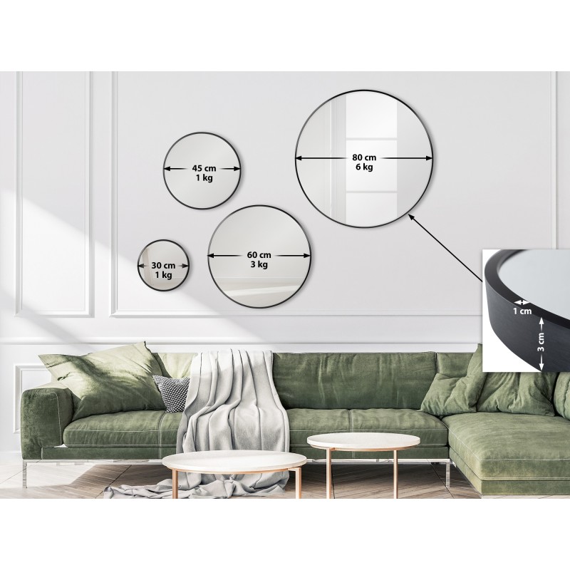 Espejo de pared Elsie XL, negro