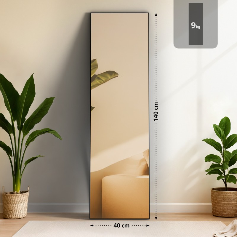 Espejo Benicia 140x40 cm negro mate