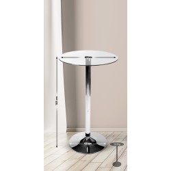 Mesa redonda de cristal, 105 cm, cristal transparente