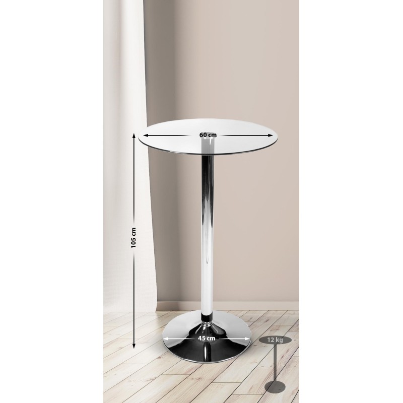 Mesa redonda de cristal, 105 cm, cristal transparente