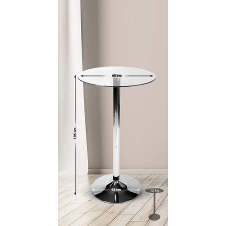 Mesa redonda de cristal, 105 cm, cristal transparente