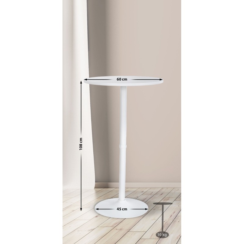 mesa de bar redonda blanca