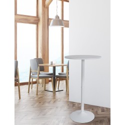 mesa de bar redonda blanca