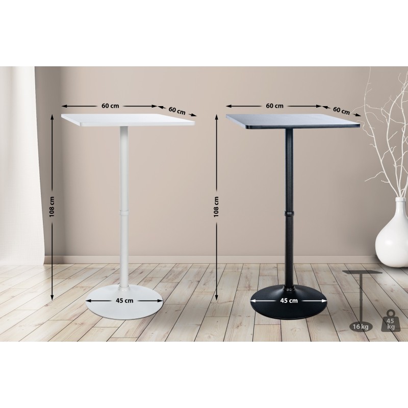 Mesa de bar cuadrada, negra/negra