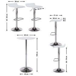 Juego de mesa y sillas de bar Esberg de 4 piezas en color blanco