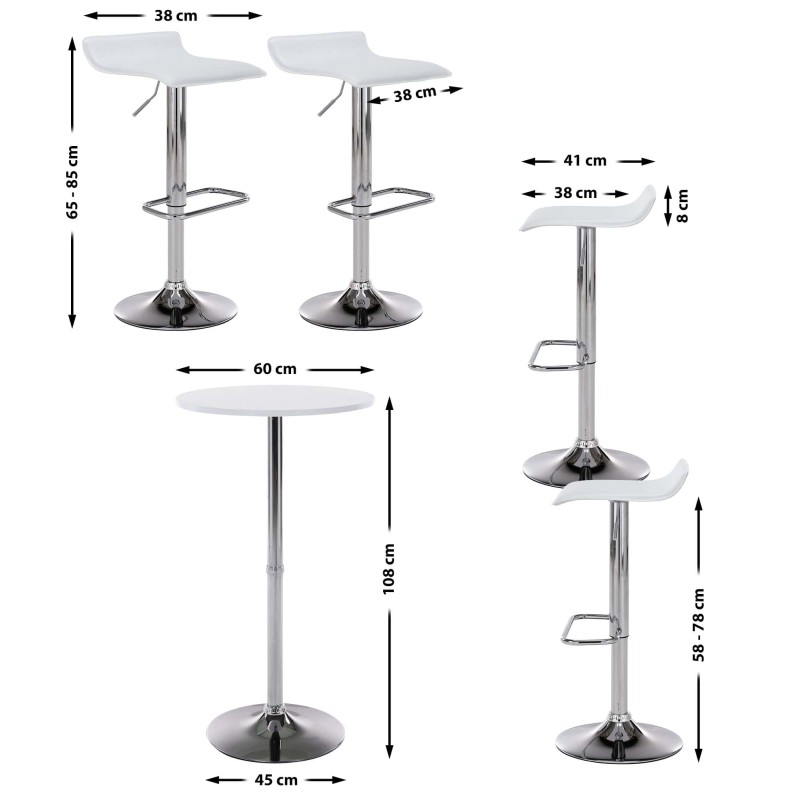 Juego de mesa y sillas de bar Esberg de 4 piezas en color blanco
