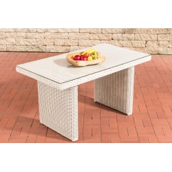 Mesa de comedor La Gomera 140 en cristal transparente blanco perla
