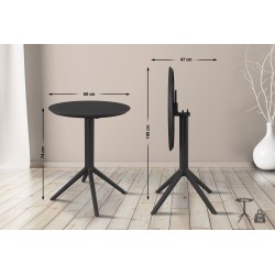 Mesa redonda plegable Sky, negra