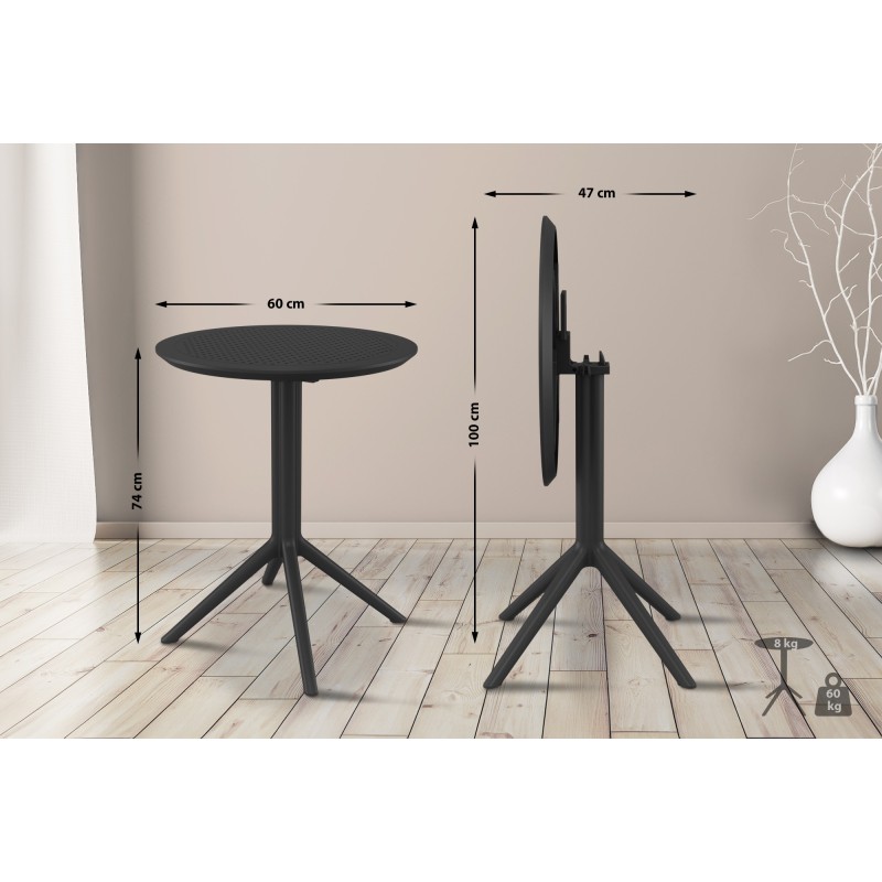 Mesa redonda plegable Sky, negra