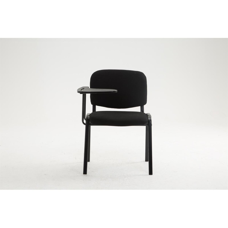 Sillón Ken con mesa plegable, tapizado en tela negra.
