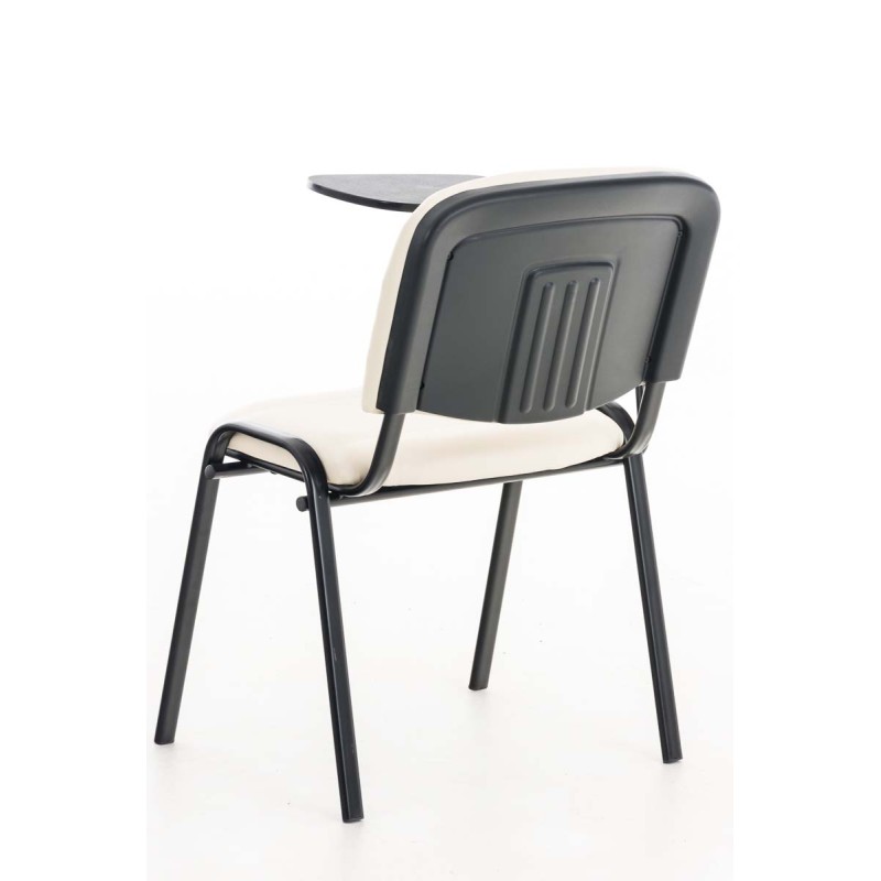 Sillón Ken con mesa plegable, polipiel, color crema