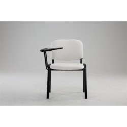 Sillón Ken con mesa plegable, imitación piel, blanco