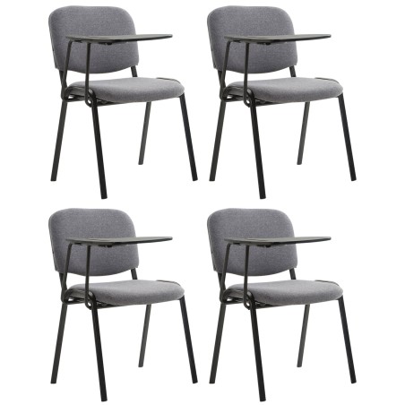Conjunto de 4 sillas Ken con mesa plegable, tapizadas en tela gris.