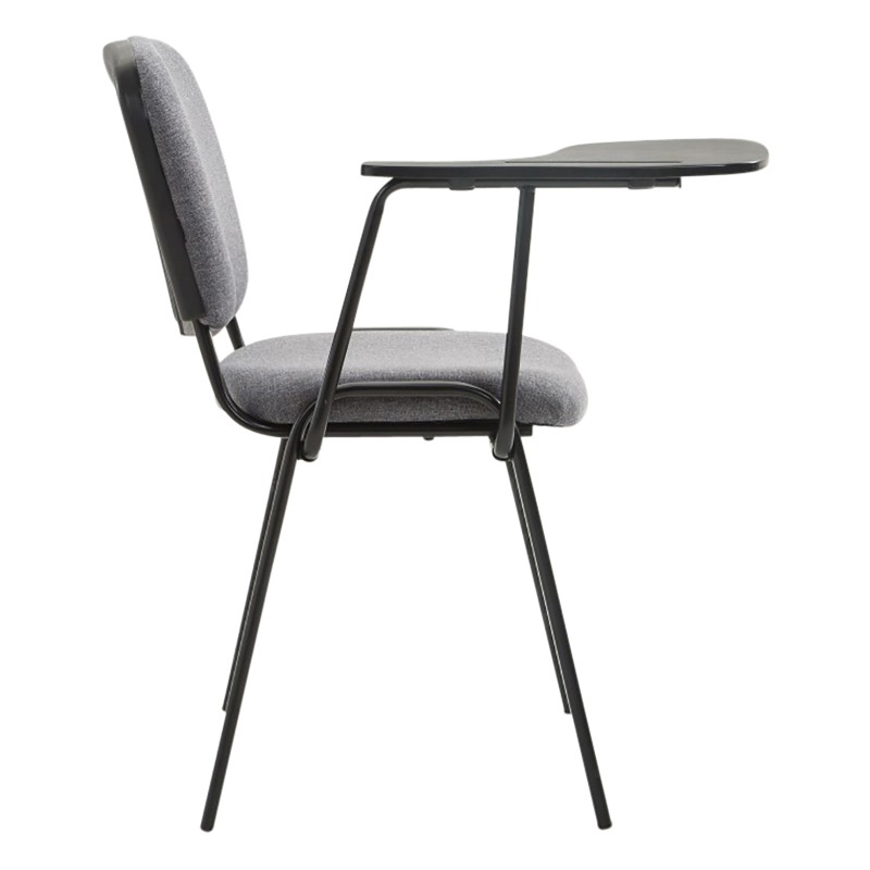 Conjunto de 4 sillas Ken con mesa plegable, tapizadas en tela gris.