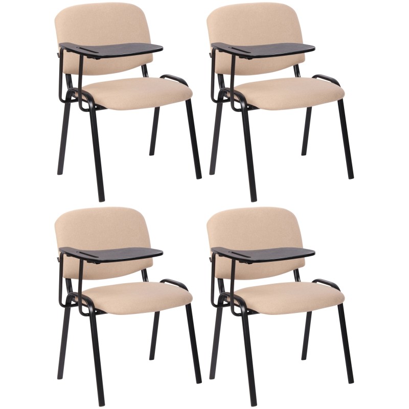 Conjunto de 4 sillas Ken con mesa plegable, tela color crema