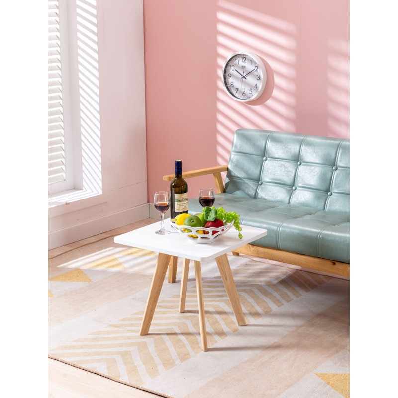 Mesa auxiliar Almería, cuadrada, natural (cuadrada), blanca