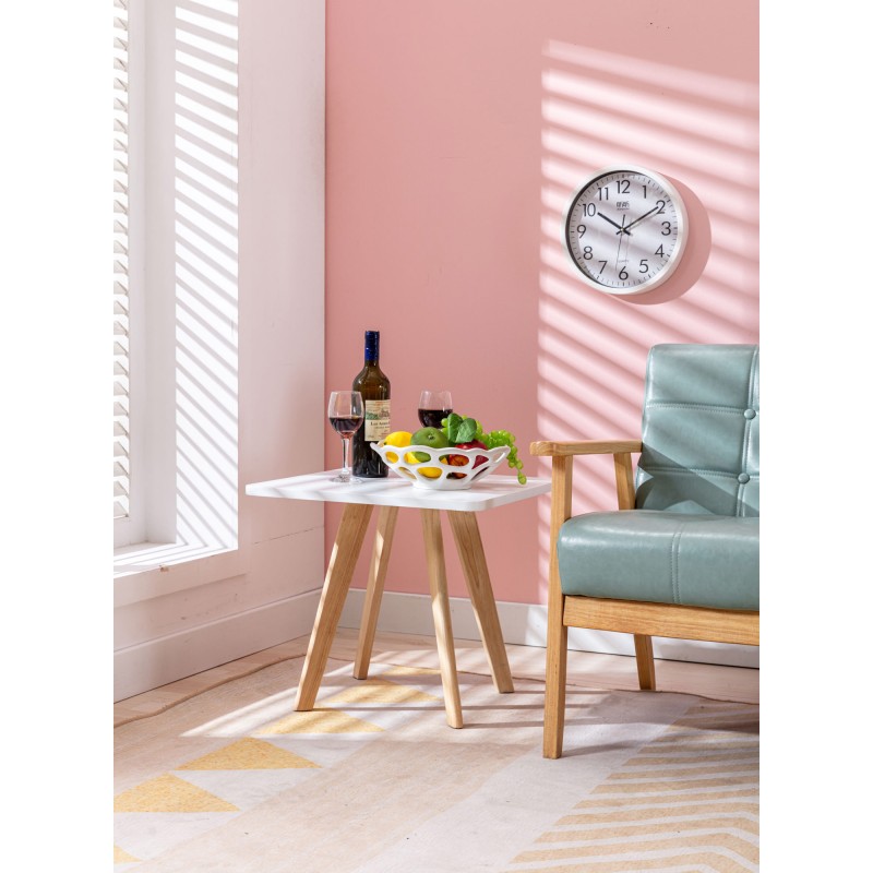 Mesa auxiliar Almería, cuadrada, natural (cuadrada), blanca