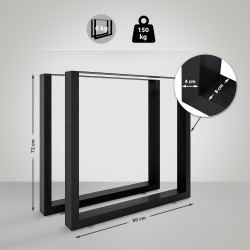 2 patas de mesa Velden, 80 cm, negras