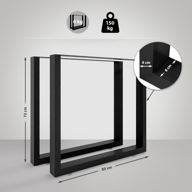 2 patas de mesa Velden, 80 cm, negras