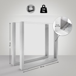 2 patas de mesa Velden, 80 cm, acero inoxidable