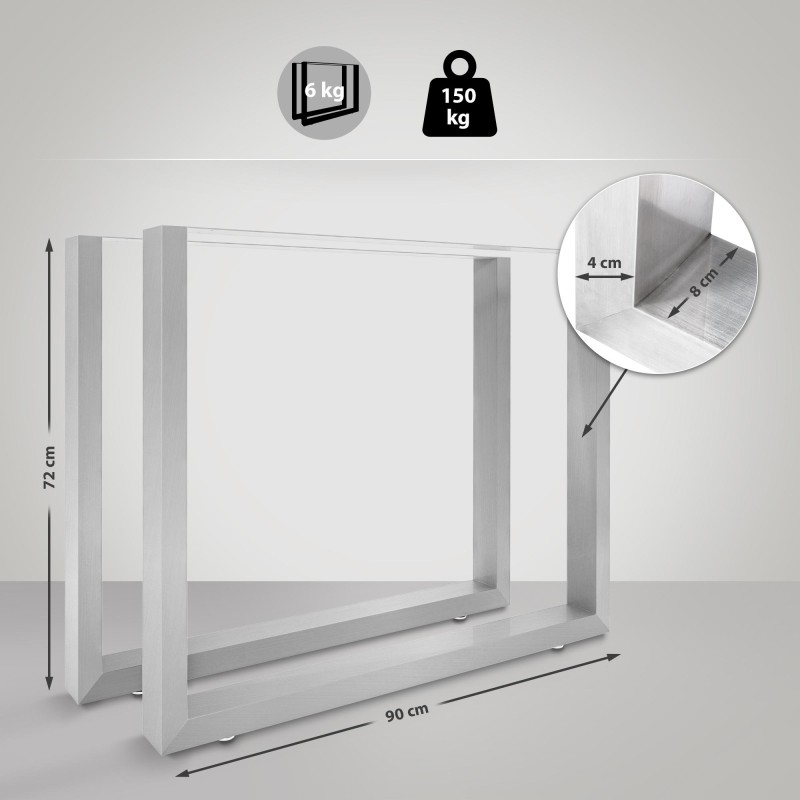 2 patas de mesa Velden de acero inoxidable de 90 cm