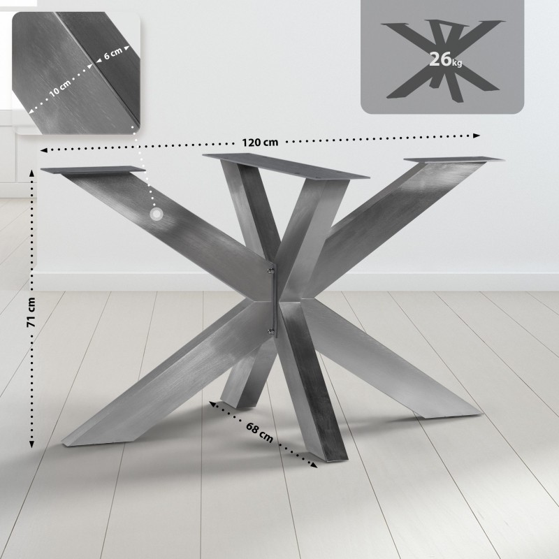 Patas de mesa Duncan, 120 x 68 x 71 cm, acero inoxidable