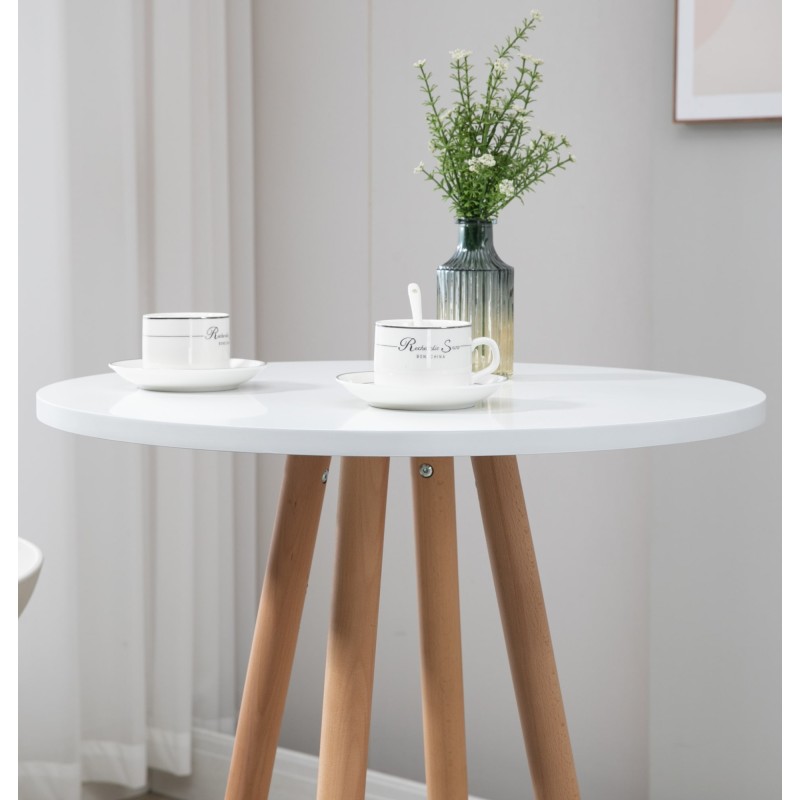 Mesa redonda Livia, natural/blanco