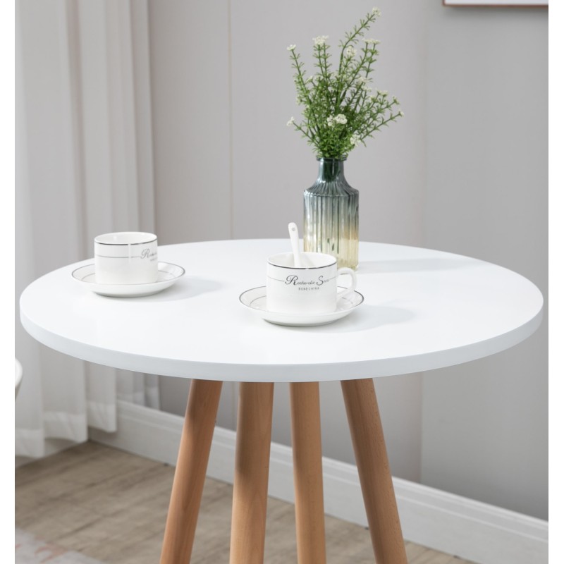 Mesa redonda Livia, natural/blanco