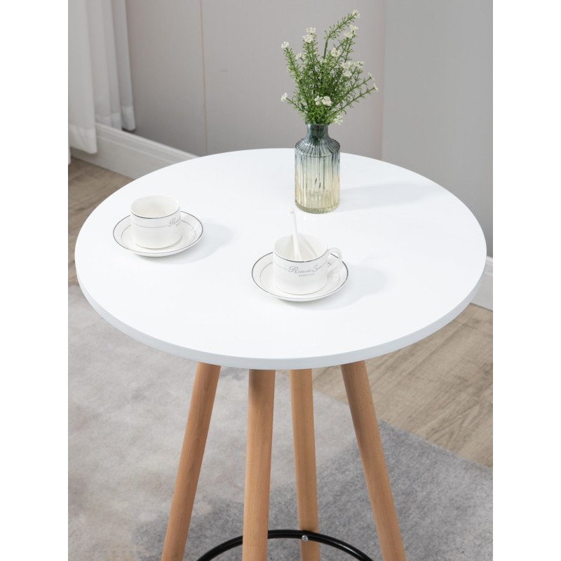 Mesa redonda Livia, natural/blanco