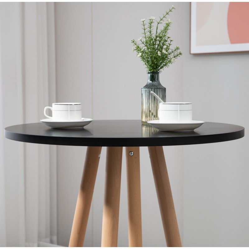 Mesa redonda Livia, natural/negro