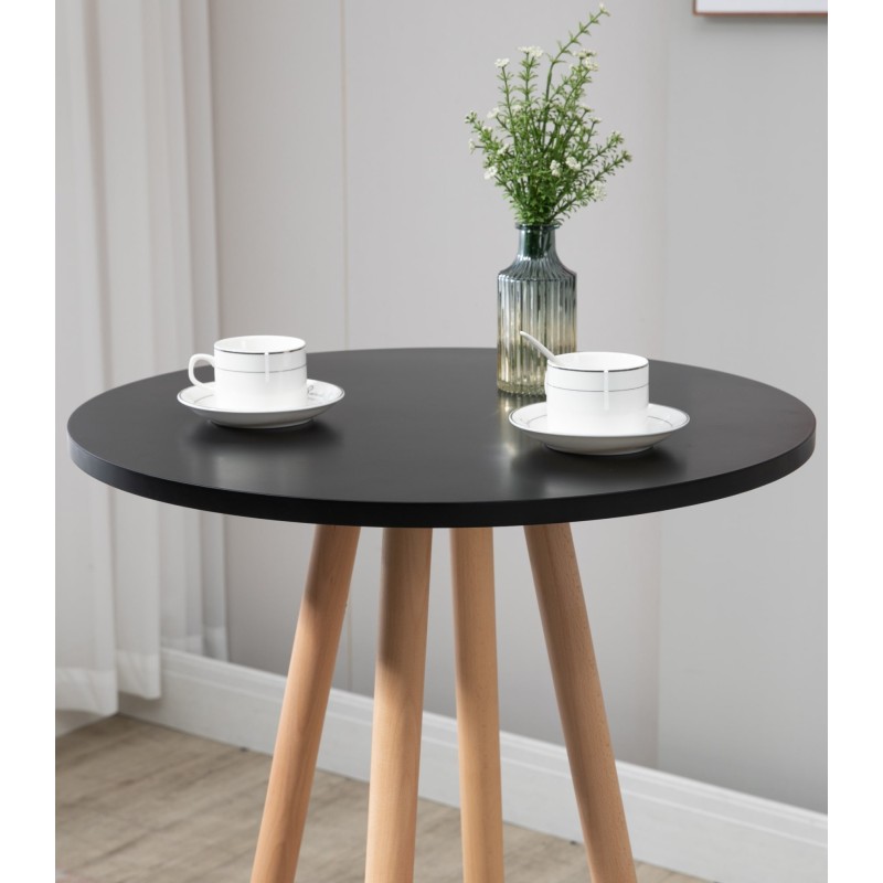Mesa redonda Livia, natural/negro