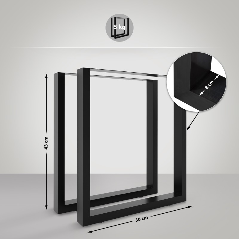 2 patas de mesa Velden, 30 cm, negras