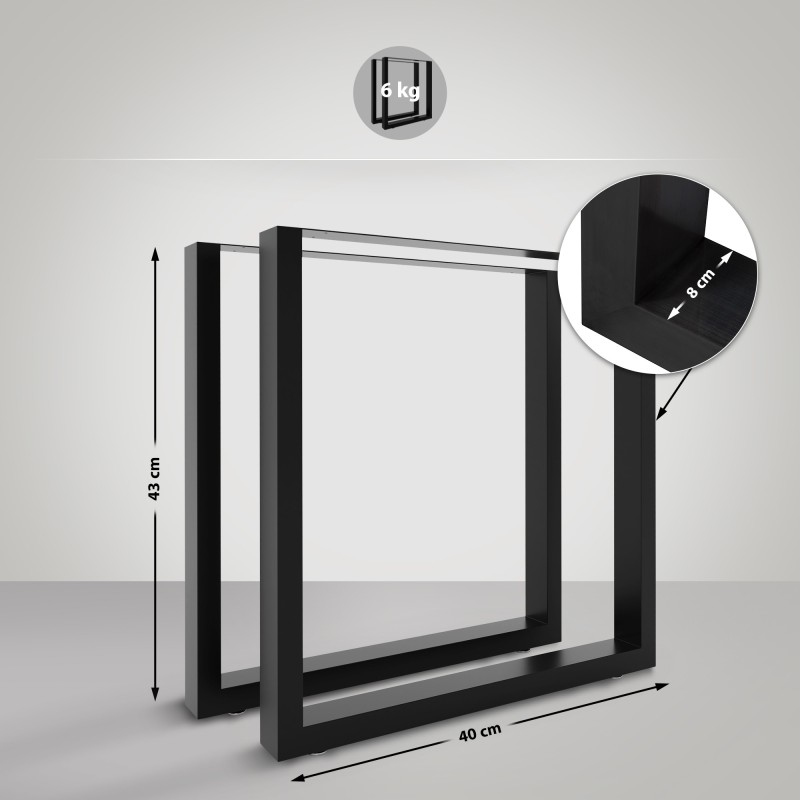 2 patas de mesa Velden, 40 cm, negras