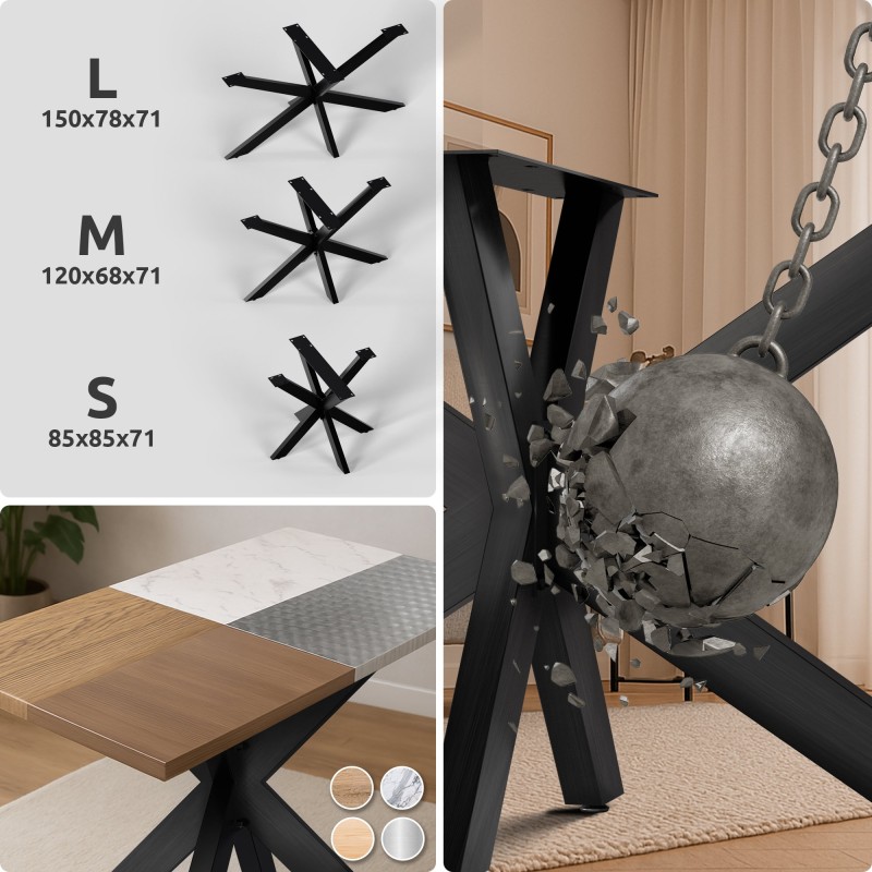 Patas de mesa Hardwick, 150 x 78 x 71 cm, negro industrial