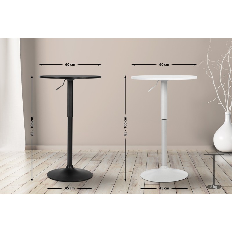 Mesa alta redonda Lamoni, negra/negra