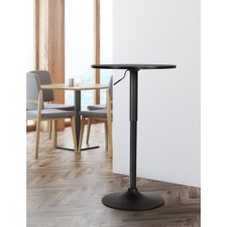 Mesa alta redonda Lamoni, negra/negra