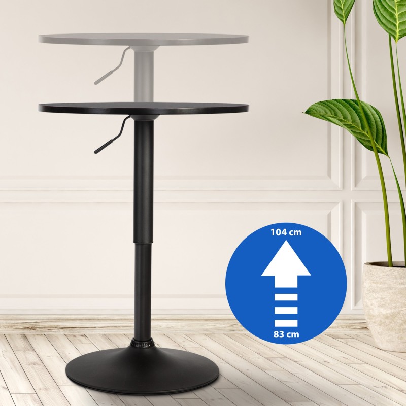 Mesa alta redonda Lamoni, negra/negra