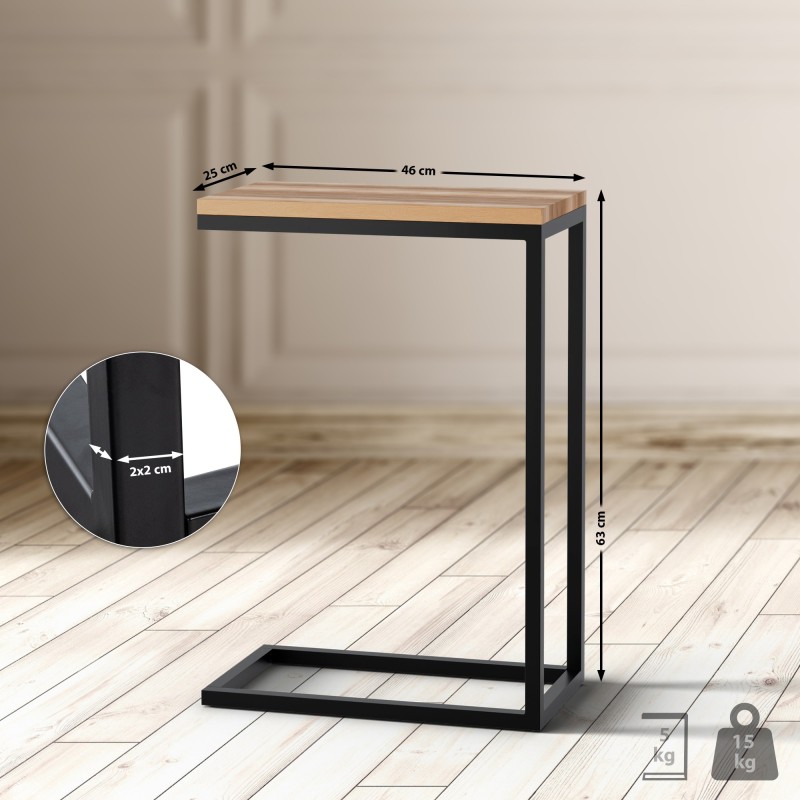 Mesa auxiliar Manteo de roble, 46x25x67 cm