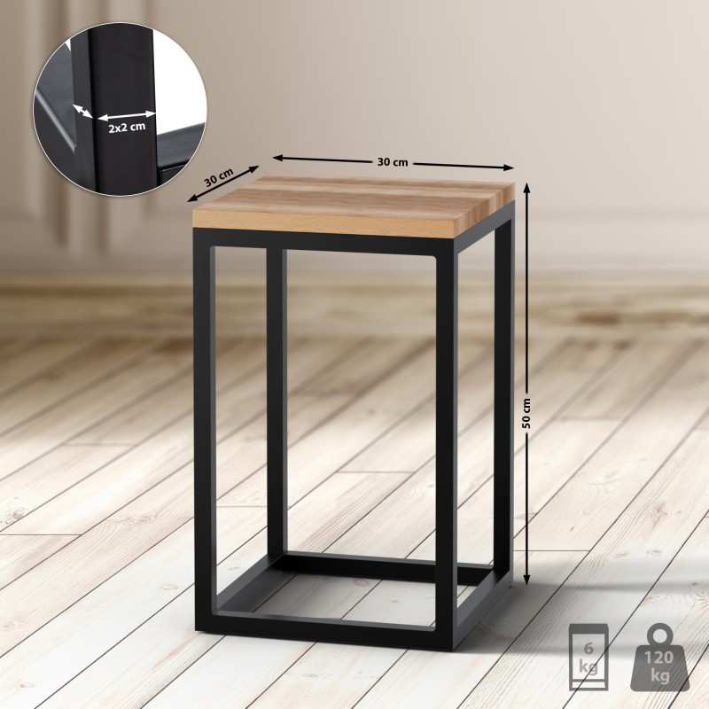 Mesa auxiliar Manteo de roble, 30x30x50 cm