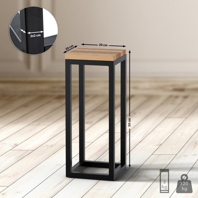 Mesa auxiliar Manteo de roble, 20x20x50 cm