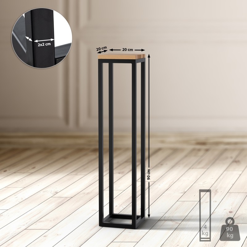 Mesa auxiliar Manteo de roble, 20x20x90 cm