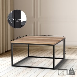 Mesa de centro Manteo, 80x80x45 cm, roble