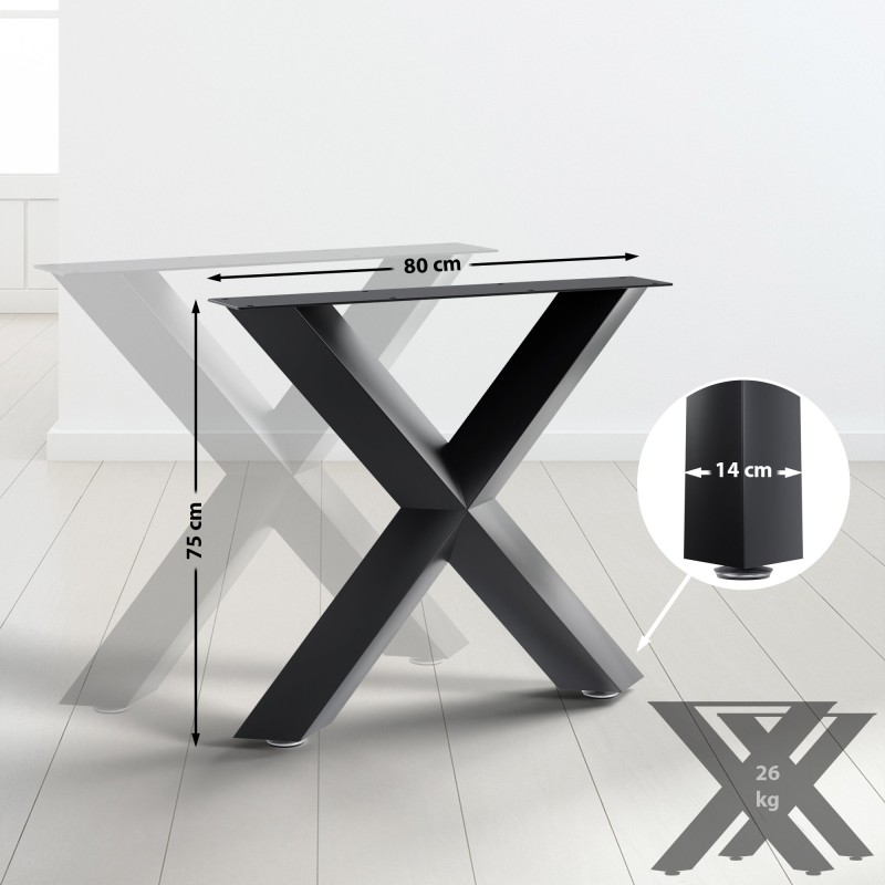 2 patas de mesa Stanton de 80x14x72 cm negras