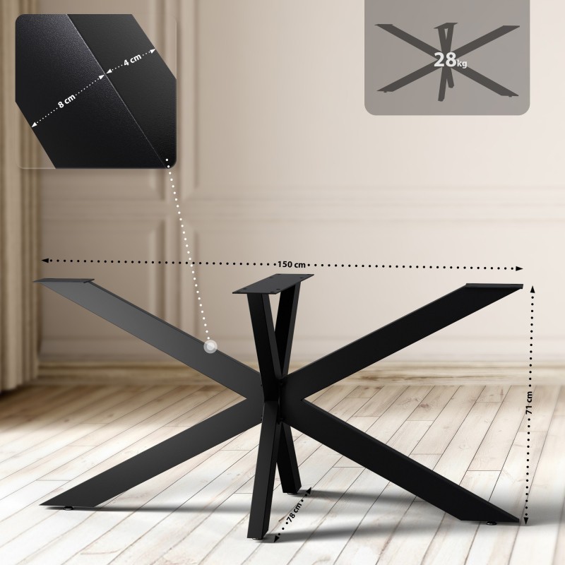 Patas de mesa Hardwick 150 x 78 x 71 cm negras