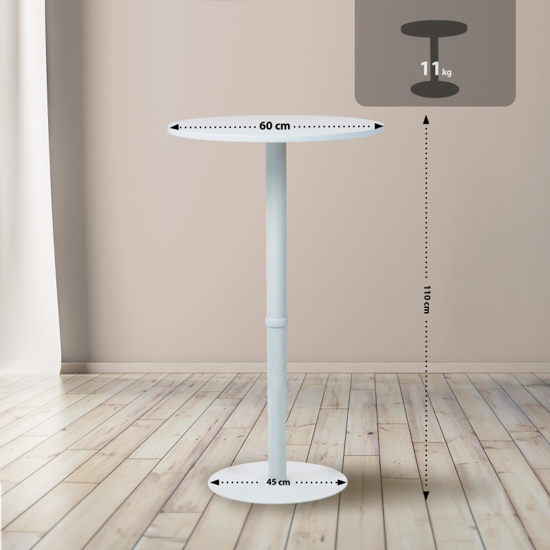 Mesa redonda Hereford, 60 cm, blanca/blanca