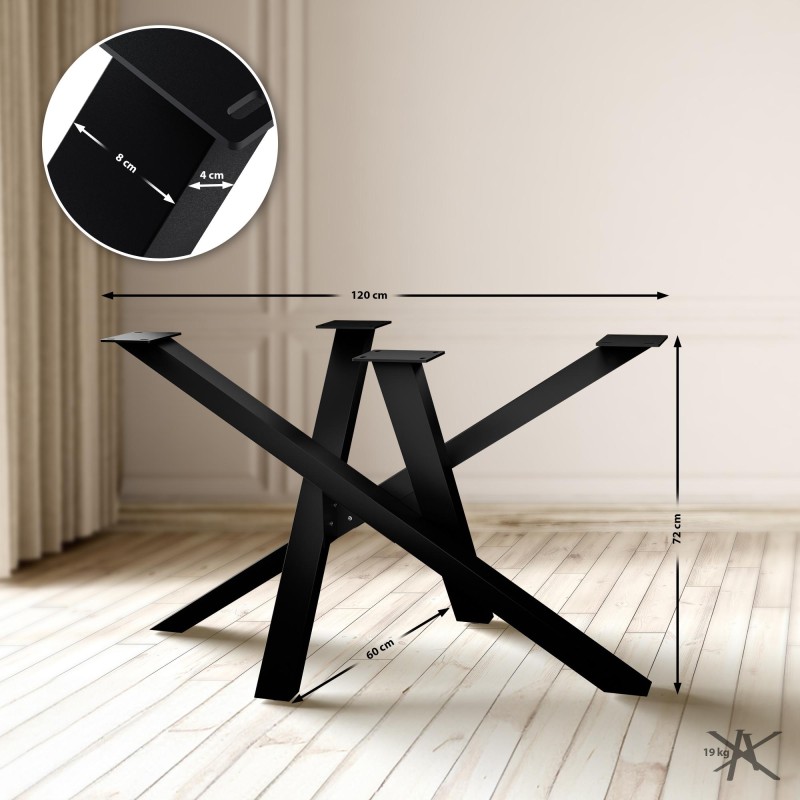 Patas de mesa Finney 120x60x72 negras