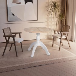 Mesa de comedor Roswell, 90 cm, natural/blanca