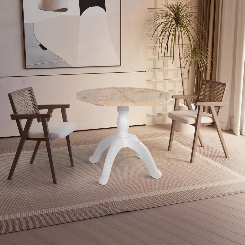 Mesa de comedor Roswell, 90 cm, natural/blanca