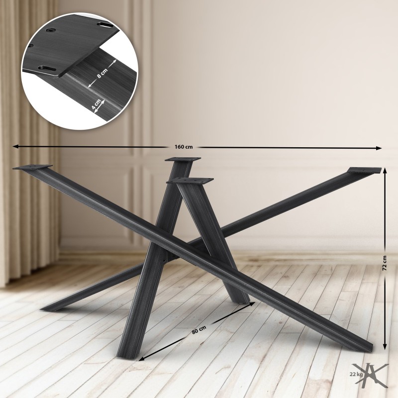 Patas de mesa Finney 160x80x72 negro antiguo