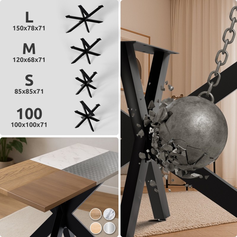 Patas de mesa Hardwick negras de 85x85x71 cm